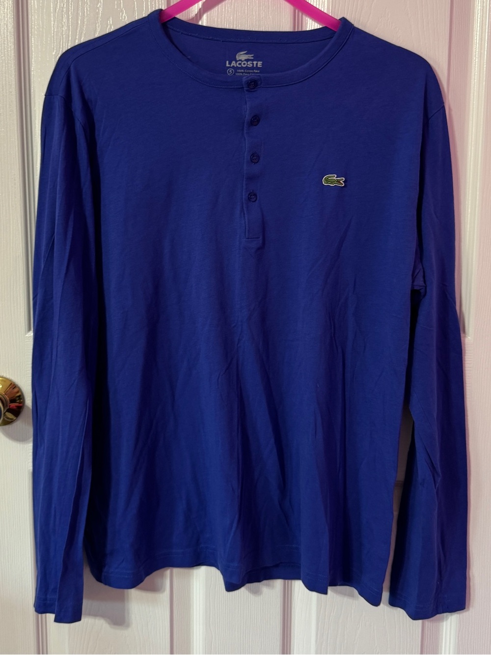 Lacoste Men's Long-Sleeve Henley in Blue